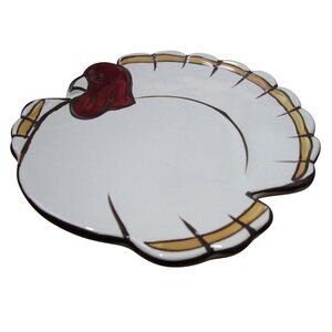 Vintage Pottery Barn Gobble Turkey Shaped Appetizer Salad Dessert Plate GUC
